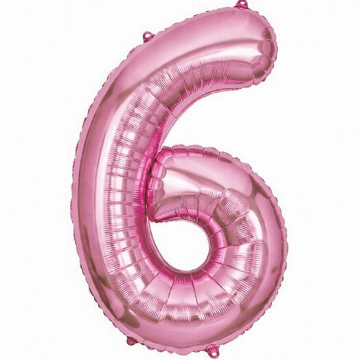 Розовый фольгированный шар-цифра шесть (наполнен гелием)