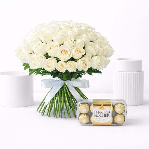 Elegant White Roses    Ferrero Rocher