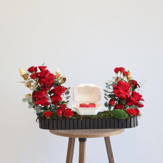 Red Rose Korean Cake Long Tray