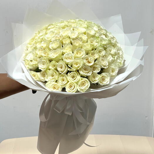 "Heavenly Devotion | 101 White Roses – Grand Bouquet of Purity   Grace"
