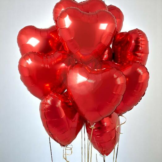 11 Red Foil Heart Balloons