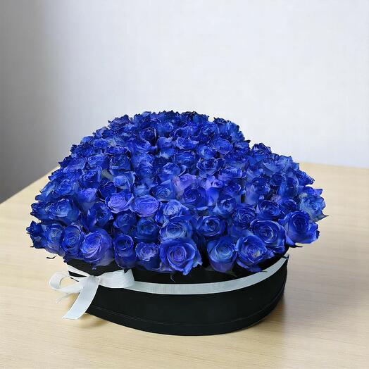 101 Blue Roses in Black Box – Elegant Luxury Floral Gift