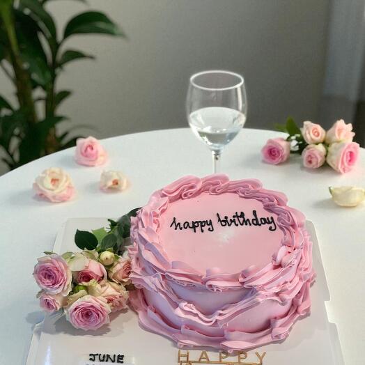 Pink Cake Chocolate with flowers