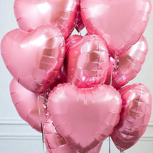 10 розовых шаров в форме сердца
