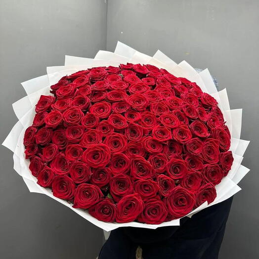 Роскошный премиум-букет из 100 красных роз