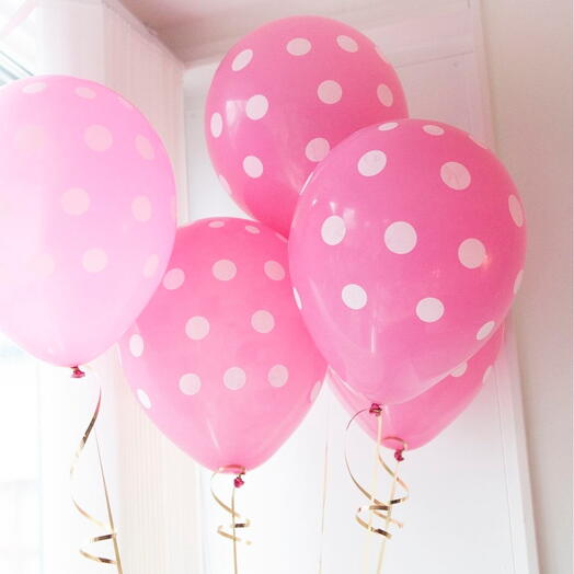 Очарование в розовом 4 латексных шарика в горошек