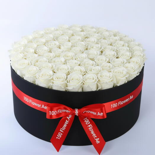 Boîte de 101 roses blanches