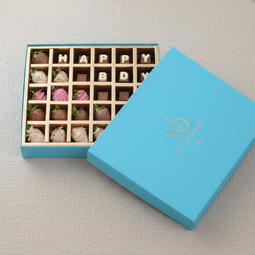 HAPPY BDY Chocolates and Strawberries Box