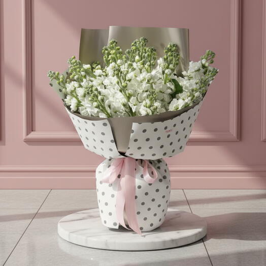 Bouquet of 35 white matthiola