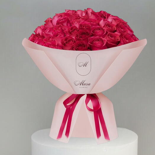 Розарий Красный _ Роскошный букет из 79 красных роз для годовщины, дня рождения или Дня святого Валентина