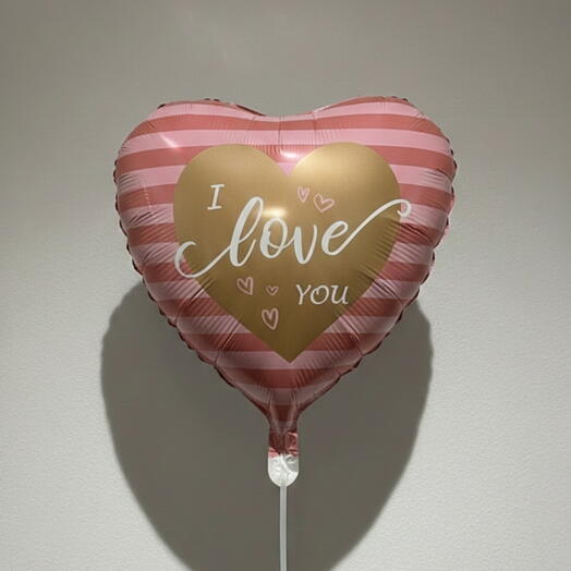 I Love You Balloon - Heart Pink   Gold Helium Balloon