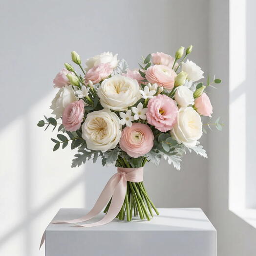 Blush Jasmine   Garden Rose Wedding Bouquet: The Signature O Hara   Ranunculus Luxe