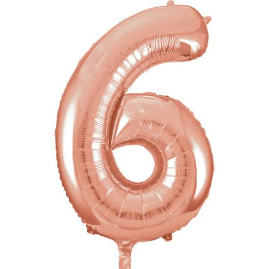 Giant Rose Gold Number 6 Balloon