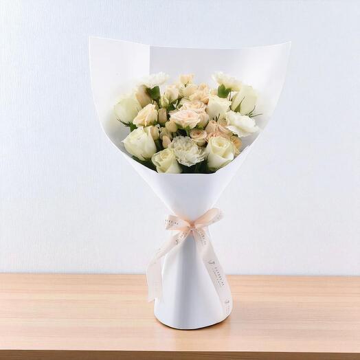 Grace   Bloom Elegant White Rose Bouquet – For Appreciation, Love   Special Occasions