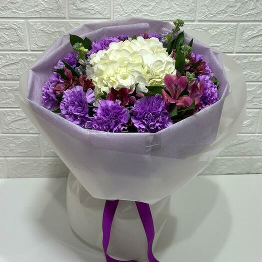 Purple Carnation Hydrangea Bouquet