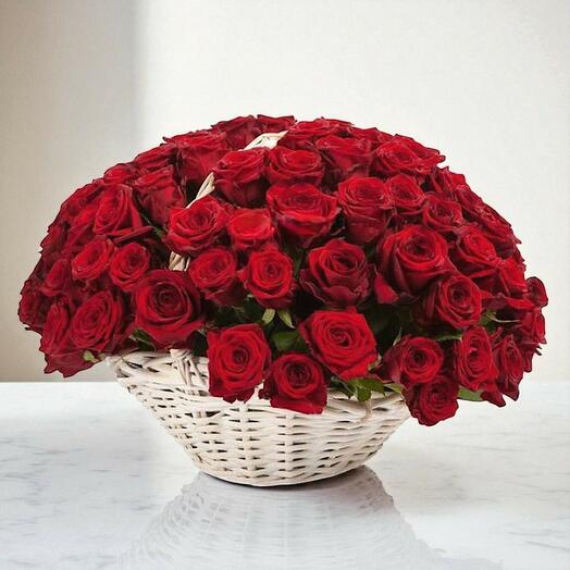 101 Roses in Basket