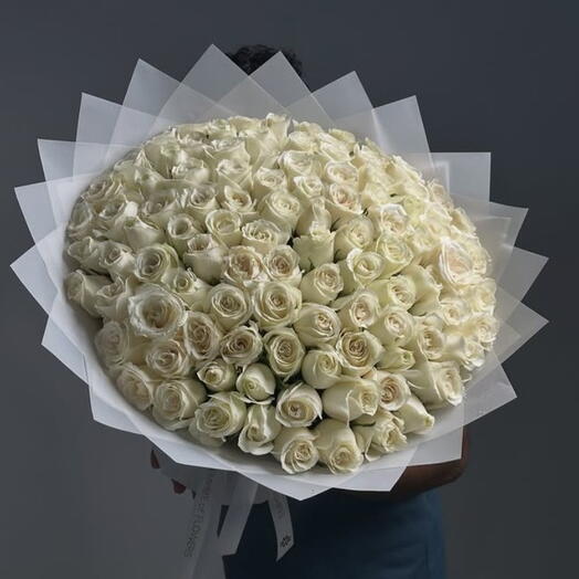 101 White Roses Bouquet - Premium