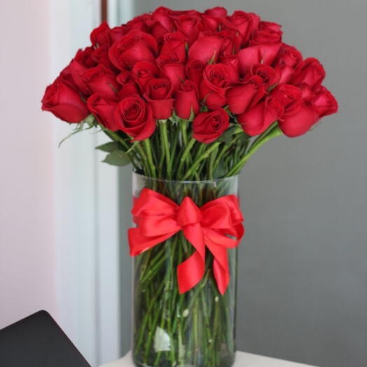 Premium 50 Red Roses in a Vase