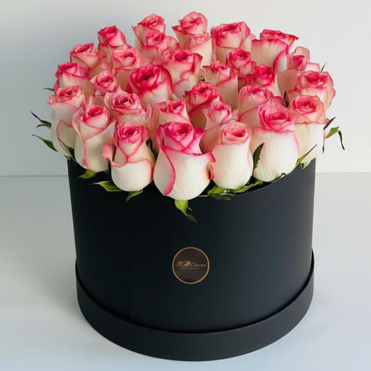 Eternal Blush – 31 Pink Roses in Black Box
