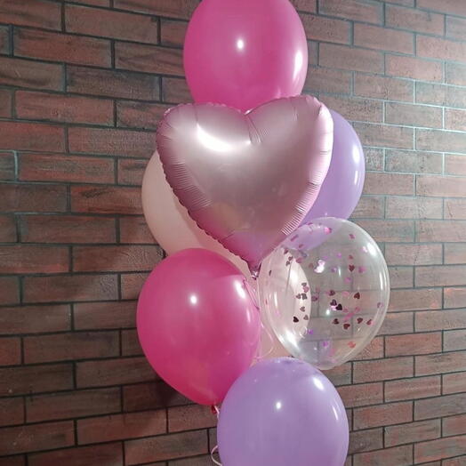 Набор розово-золотых шаров в форме сердца