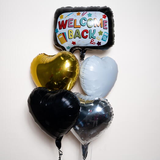 Colourful Welcome Back Hearts Foil Balloon Set  7445
