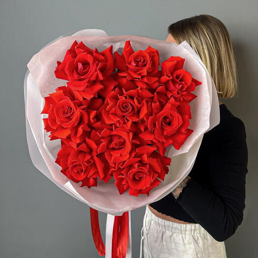 Manuella_ 9 французских роз роскошный букет для годовщины, дня рождения или дня святого Валентина