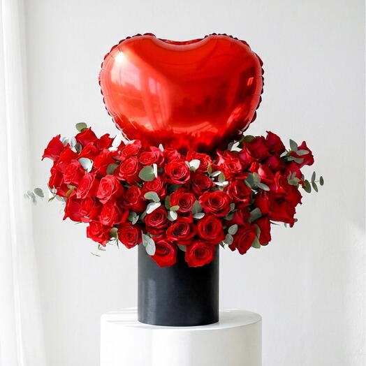 Evermore Box- Red Roses and Love Balloon
