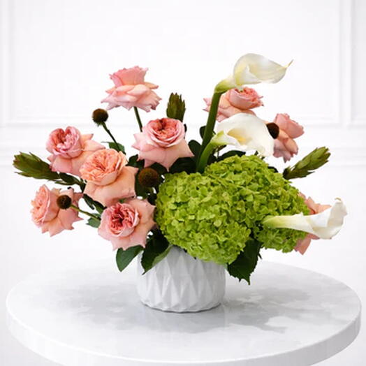 Vase d'hortensia rose
