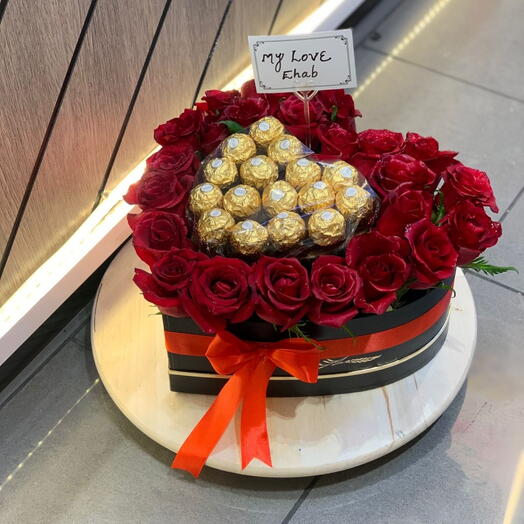 Red Rose and Ferrero Chocolate Box