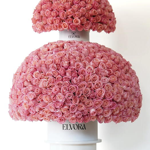 1000 РОЗОВЫХ РОЗ СВЕТЯЩИЙСЯ КУПОЛ