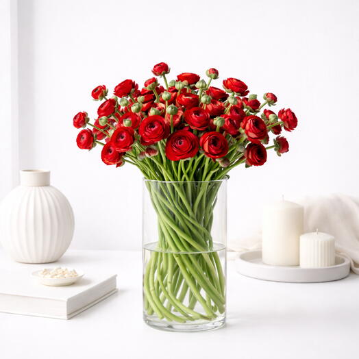 Ruby Ranunculus Vase