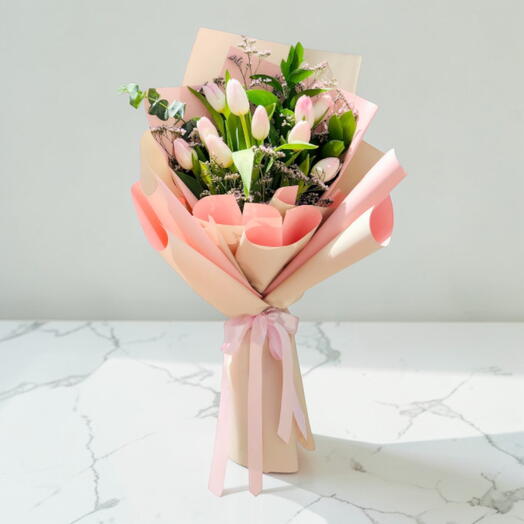 10 Pink Tulips Bouquet