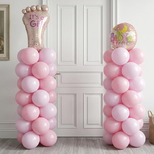 Dreamy Baby Footprint Balloon – Pink Purple Celebration Setup