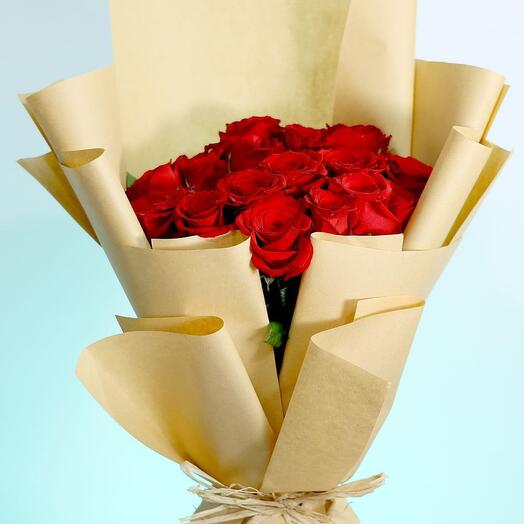 15 Red Roses Bouquet-3812