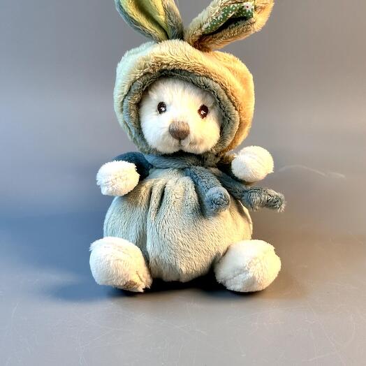 Peluche Ziggy Benji en costume de lapin, grise 15 cm