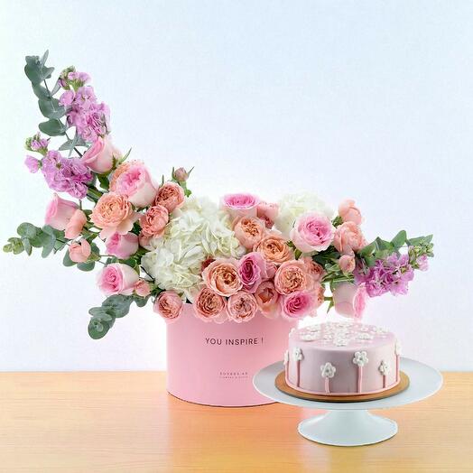 Жемчуг   Коробка Petals Inspire   Комбо с тортом