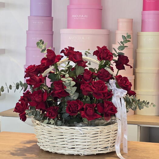 50 Red Roses  in basket