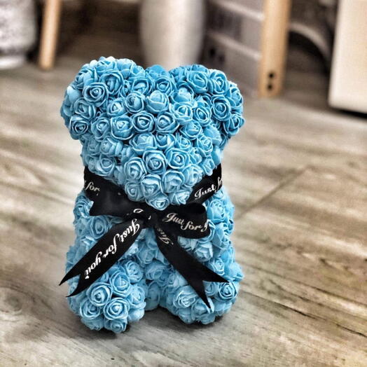 Premium Light Blue Rose Bear