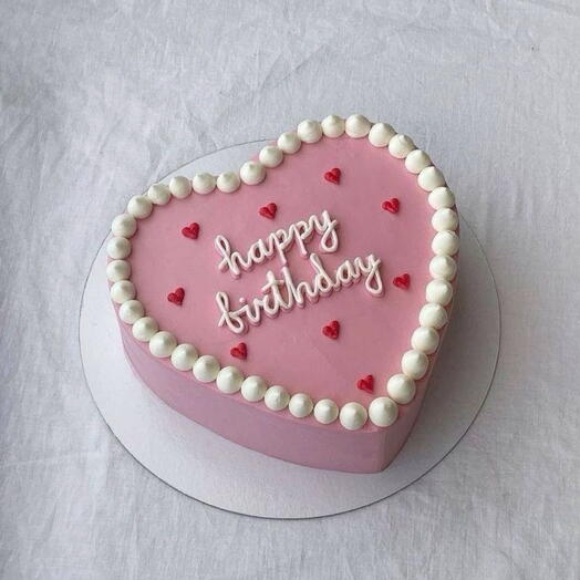 Sweet Pink Birthday Heart Cake