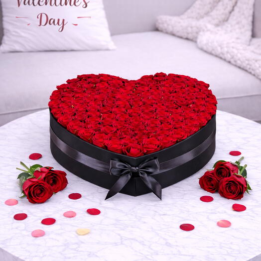 Big Red Roses Heart Box