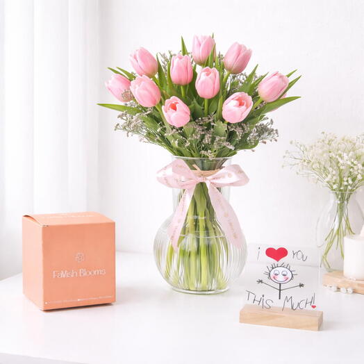 مجموعة عاطفة زهرة التوليب الوردية