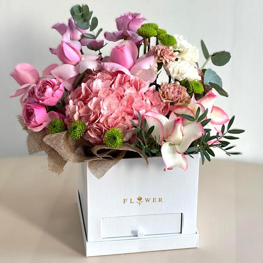 Elegant Pink Flower Box Celebration