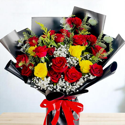 Vibrant Red and Yellow Bouquet - A Burst of Color and Joy