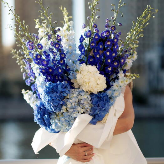 Evening Dream: Xtra Large Bouquet of Blue Hydrangeas and Delphinium