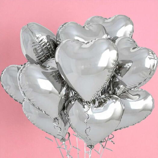 10 silver foil baloons heats