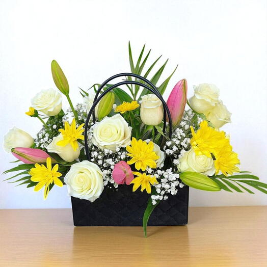 Charming Bag;Rose   Chrysanthemum with lily nicely arranged in a bag
