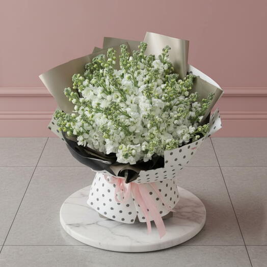 Bouquet of 51 white matthiola