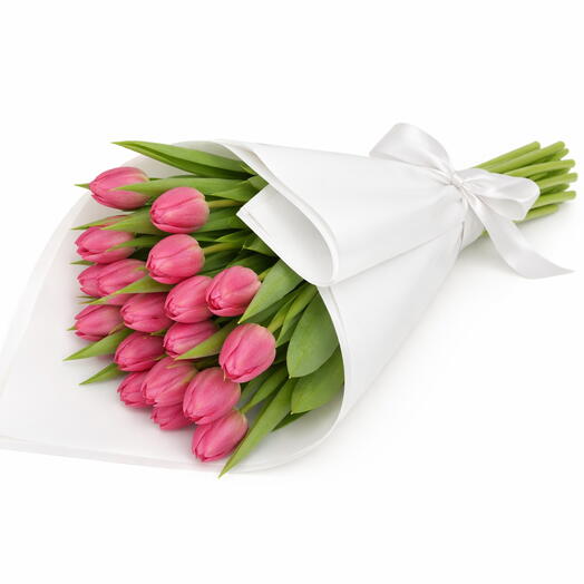 25 розовых тюльпанов