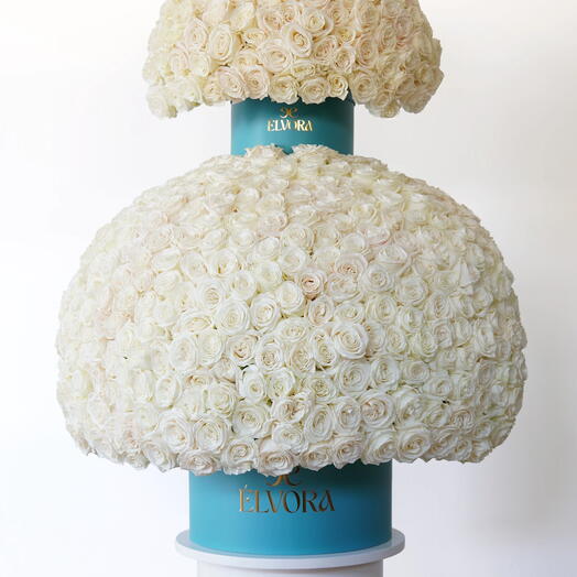 1000 WHITE ROSES TURQUOISE DOME