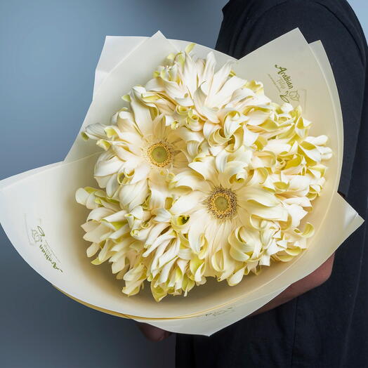 9 белых гербер-6019